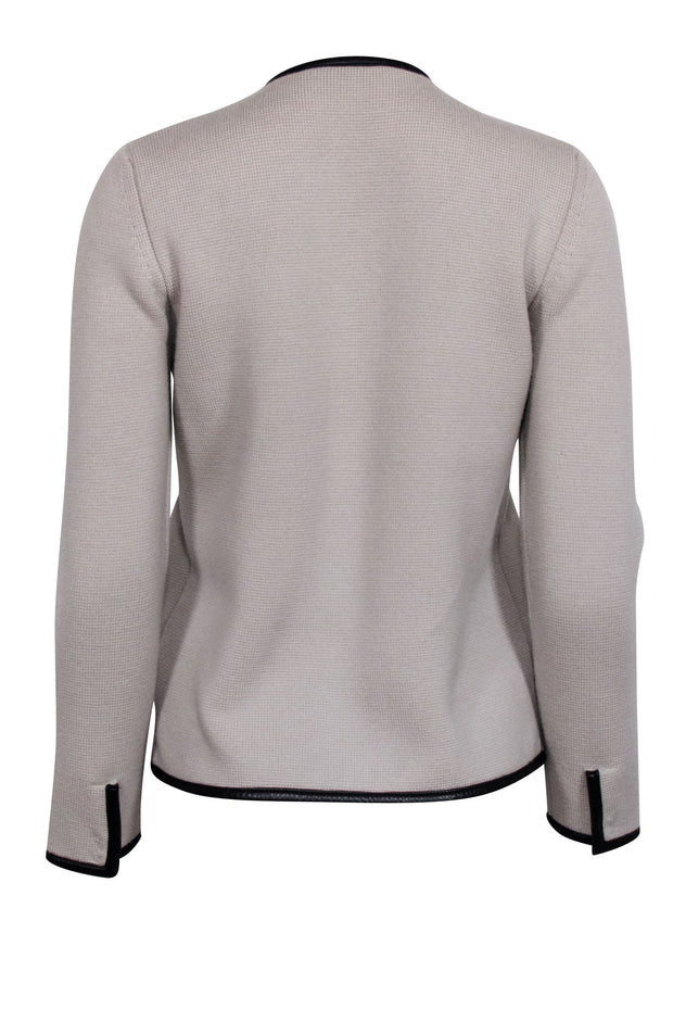 Current Boutique-3.1 Phillip Lim - Beige Wool Zip-Up Jacket w/ Black Trim Sz M