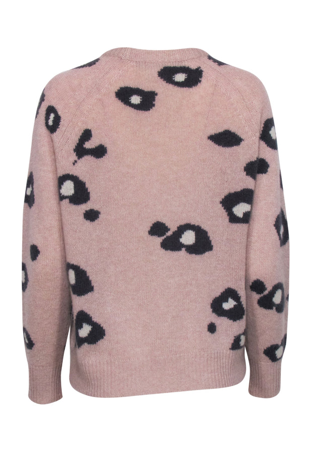 Current Boutique-360 Cashmere - Beige w/ Grey & Cream Leopard Print Knit Sweater Sz S