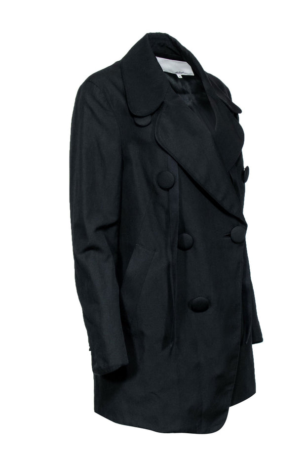 Current Boutique-3.1 Phillip Lim - Black Large Button Double Breasted Trench Coat Sz 6