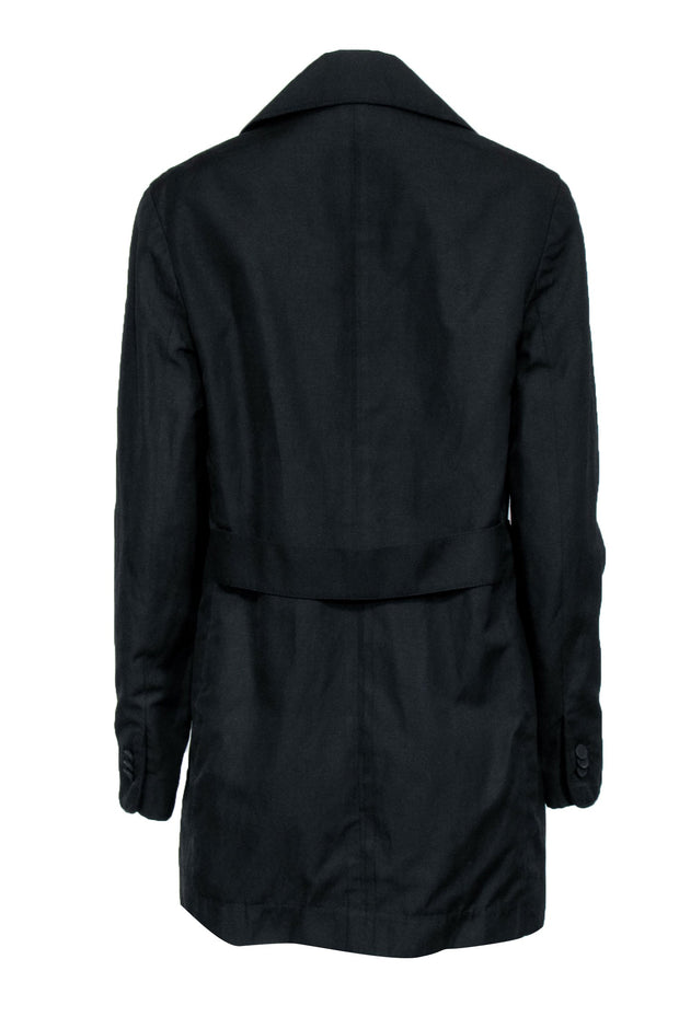 Current Boutique-3.1 Phillip Lim - Black Large Button Double Breasted Trench Coat Sz 6
