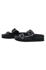 Current Boutique-3.1 Phillip Lim - Black Leather Buckle Detail Slide Sandals Sz 11