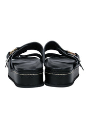 Current Boutique-3.1 Phillip Lim - Black Leather Buckle Detail Slide Sandals Sz 11