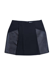 Current Boutique-3.1 Phillip Lim - Black Mini Skirt w/ Leather Panels Sz 4