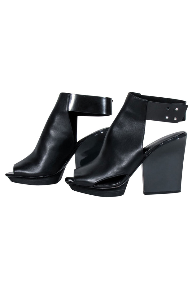 Current Boutique-3.1 Phillip Lim - Black Open Toe Cutout Short Boots Sz 9