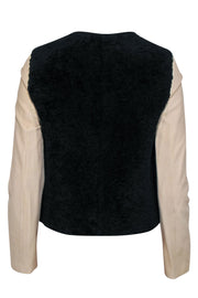 Current Boutique-3.1 Phillip Lim - Black Shearling w/ Beige Leather Sleeves Jacket Sz 2