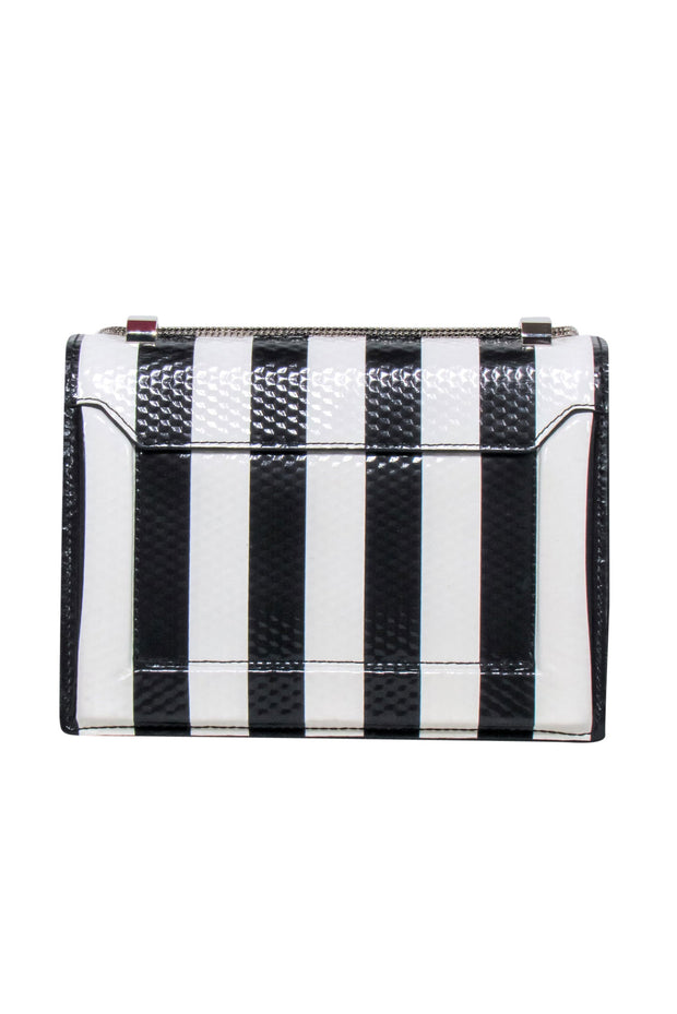 Current Boutique-3.1 Phillip Lim - Black & White Stripe Leather “Soleil” Shoulder Bag