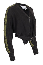 Current Boutique-3.1 Phillip Lim - Brown Crop Sweater w/ Green Trim Sz XS