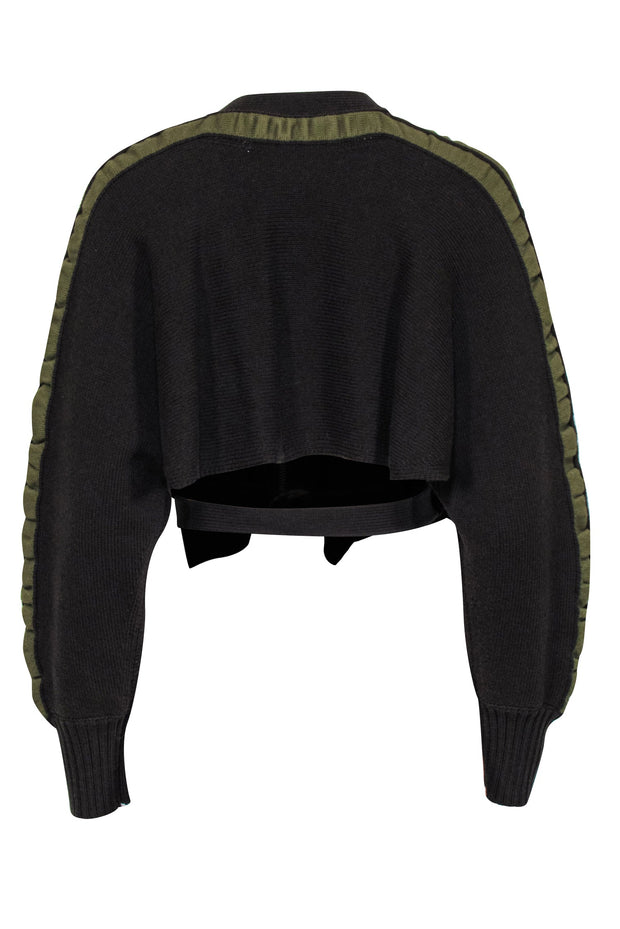 Current Boutique-3.1 Phillip Lim - Brown Crop Sweater w/ Green Trim Sz XS