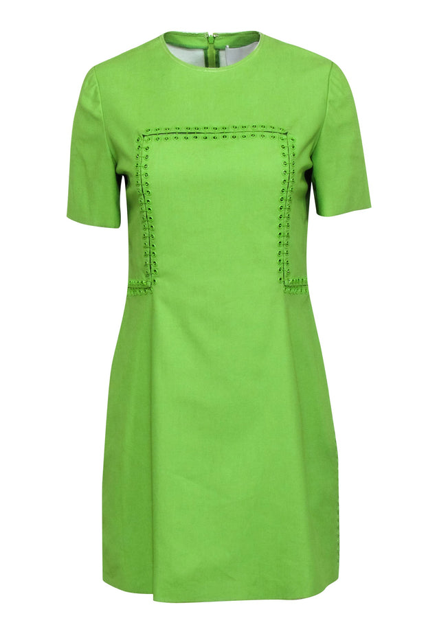 Current Boutique-3.1 Phillip Lim - Lime Green Grommet Trim Short Sleeve Dress Sz 6