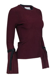 Current Boutique-3.1 Phillip Lim - Maroon Ribbed Knit Top w/ Pleated Sleeves Sz XS