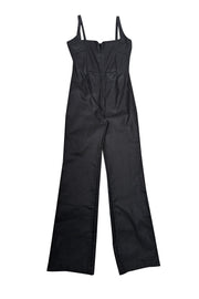 Current Boutique-7 for All Mankind - Black Coated Denim Wide-Leg Jumpsuit Sz L