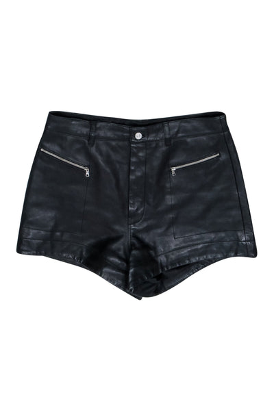 Current Boutique-7 for All Mankind - Black Leather High Rise Shorts Sz 14