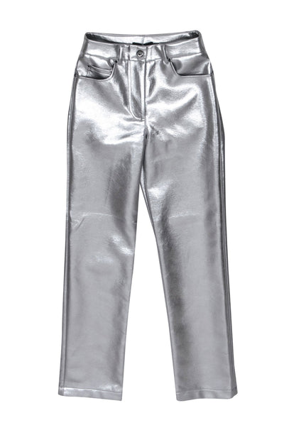 Current Boutique-7 For All Mankind - Silver Faux Leather Straight Leg Pants Sz XS