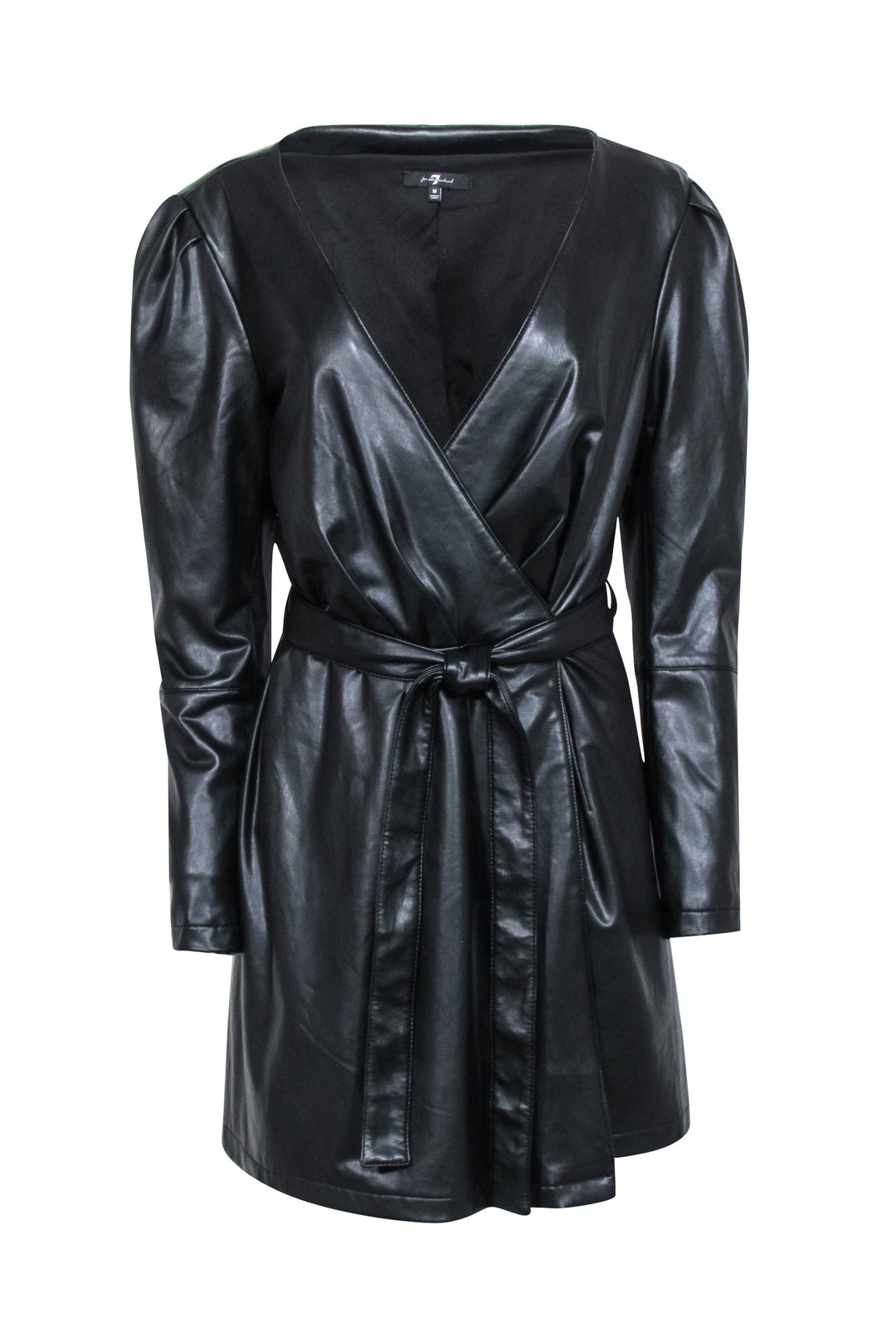 7 For All Mankind - Black Faux Leather Warp Dress Sz M 7 For All Mankind - Black Faux Leather Warp Dress Sz M