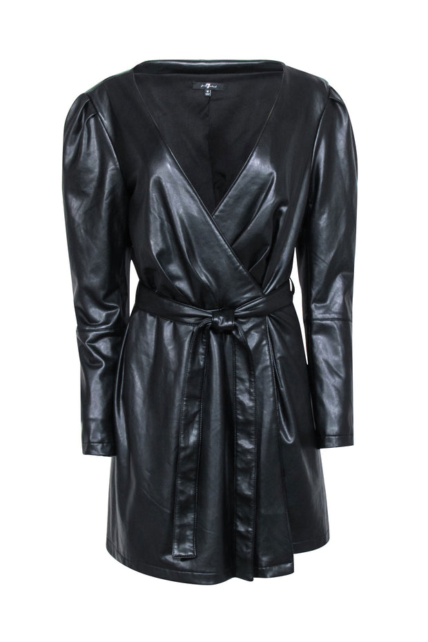 7 For All Mankind - Black Faux Leather Warp Dress Sz M 7 For All Mankind - Black Faux Leather Warp Dress Sz M