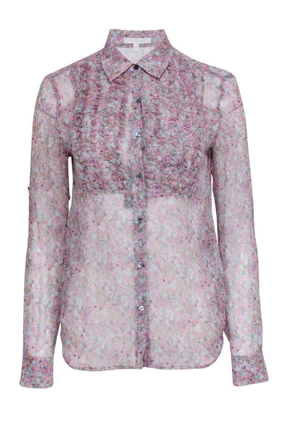 Current Boutique-7 for All Mankind - Pink & Blue Pastel Floral Long Sleeve Top Sz XS