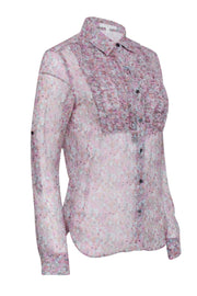 Current Boutique-7 for All Mankind - Pink & Blue Pastel Floral Long Sleeve Top Sz XS