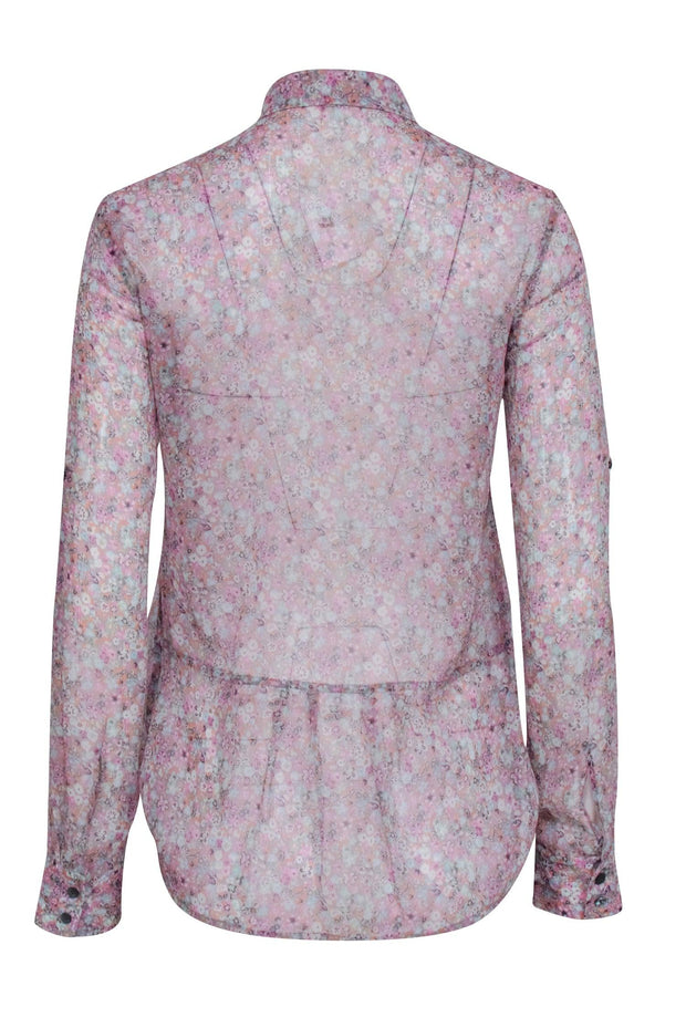 Current Boutique-7 for All Mankind - Pink & Blue Pastel Floral Long Sleeve Top Sz XS