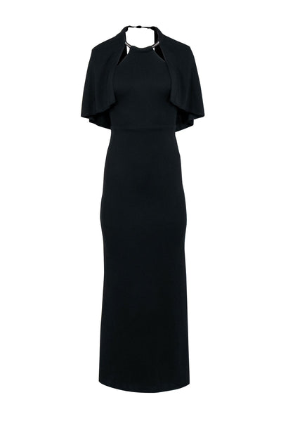 Current Boutique-ABS - Black Crepe Colum Gown w/ Halter Necklace Neckline Sz XS