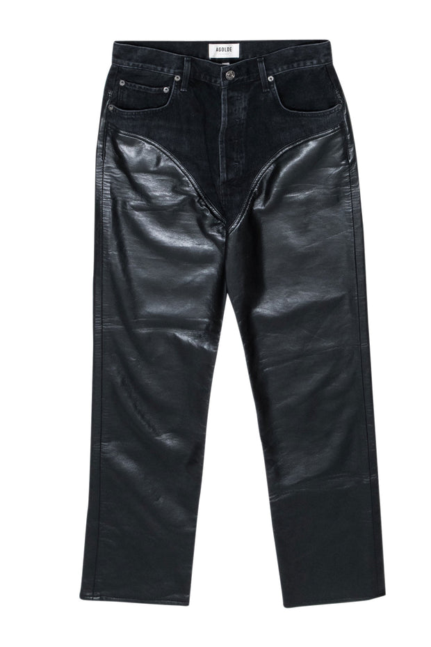 Current Boutique-AGOLDE - Black Denim w/ Leather Blend Detail Sz 8