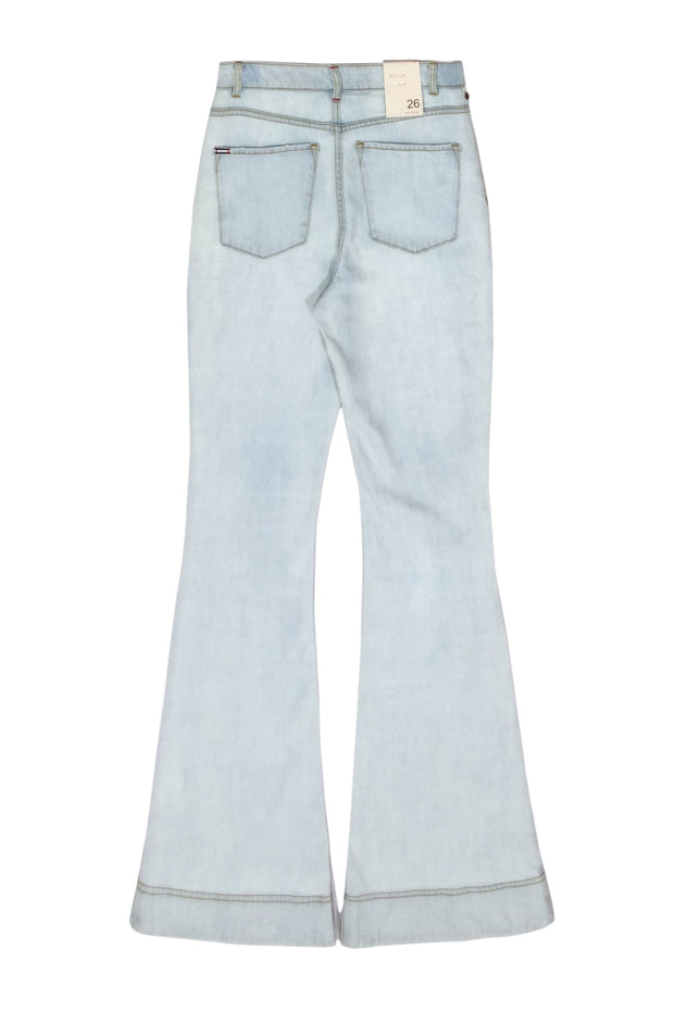 Current Boutique-AO L.A. - Light Blue Wash Denim Flared Jeans w/ Embroidered Trim Sz 2