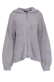 Current Boutique-ATM - Grey Fuzzy Zipper Front Sweater Sz L
