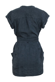 Current Boutique-AYR - Green Wash Short Sleeve Mini Linen Dress w/ Snap Buttons Sz S