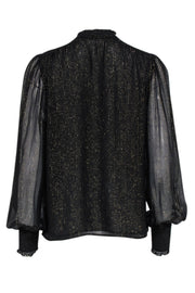 Current Boutique-A.L.C. - Black & Gold Striped Silk Chiffon Blouse Sz 4