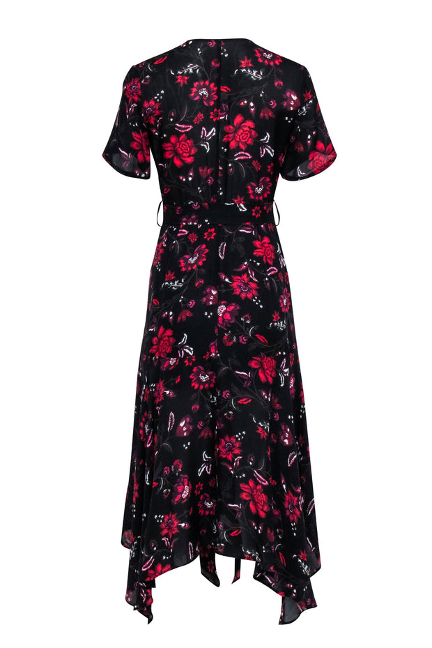 Current Boutique-A.L.C. - Black & Red Floral Wrap Dress Sz 4