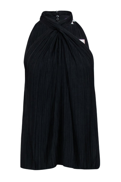 Current Boutique-A.L.C. - Black Sleeveless High Neck Pleated Top Sz 4