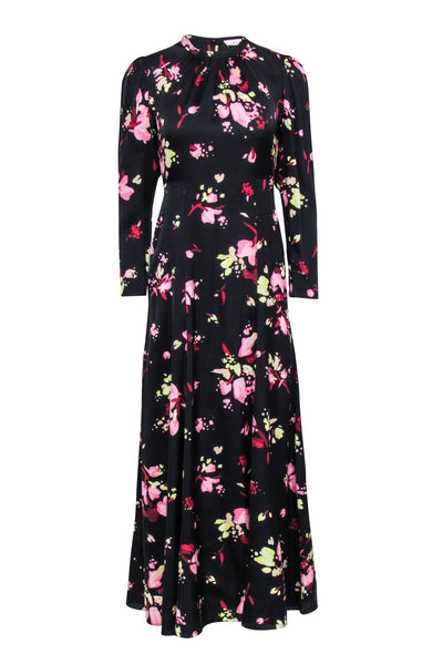 Current Boutique-A.L.C. - Black w/ Pink Floral Print Maxi Dress Sz 4
