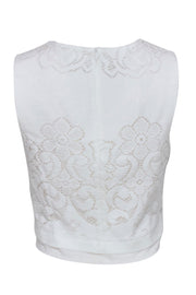 Current Boutique-A.L.C. - Ivory Floral Lace Crop Top Sz S