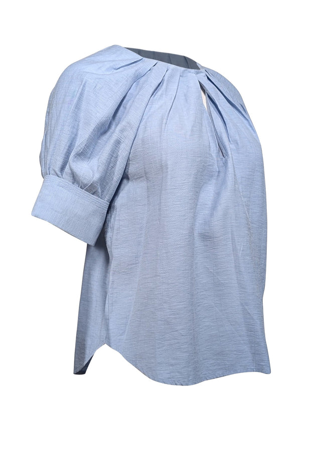 Current Boutique-A.L.C. - Light Blue Cotton & Linen Puff Sleeve Blouse Sz 0