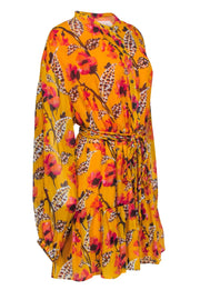 Current Boutique-A.L.C. - Marigold Yellow Floral Print Silk Long Sleeve Dress Sz 12