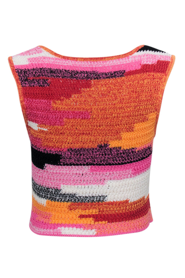 Current Boutique-A.L.C. - Orange, Pink, & Black Crochet Crop Top Sz S