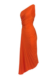 Current Boutique-A.L.C. - Orange Pleated Satin One Shoulder Maxi Dress Sz 8