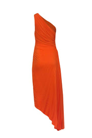 Current Boutique-A.L.C. - Orange Pleated Satin One Shoulder Maxi Dress Sz 8