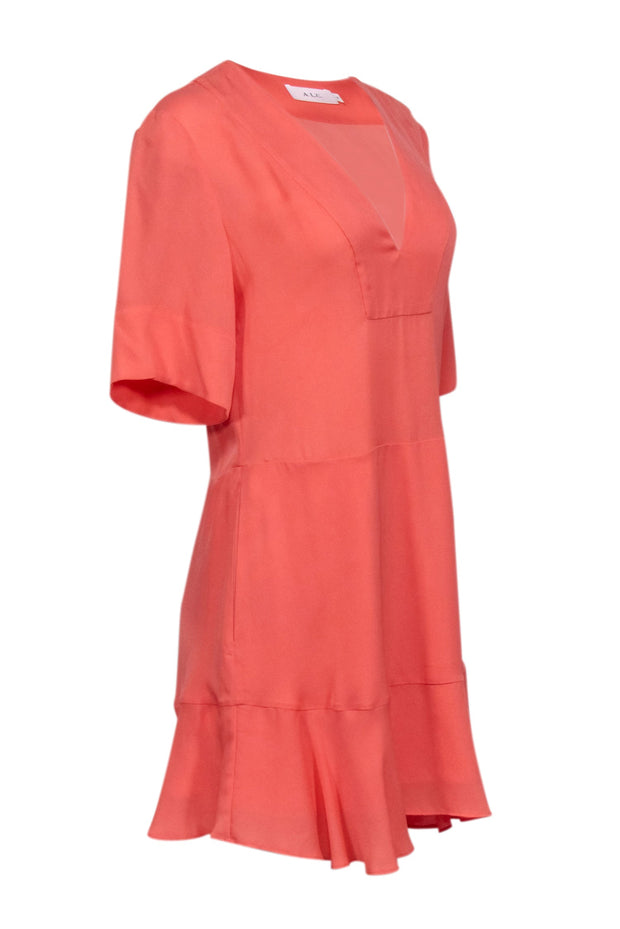 Current Boutique-A.L.C. - Orange Silk V-Neck Dress Sz 6