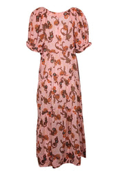 Current Boutique-A.L.C. - Pink & Orange Paisley Print Cotton Tiered Midi Dress Sz 10