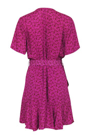Current Boutique-A.L.C. - Pink & Red Print Short Sleeve Wrap Dress Sz 10