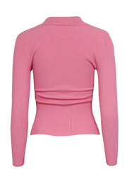 Current Boutique-A.L.C. - Pink Ribbed Knit Polo Top Sz XS