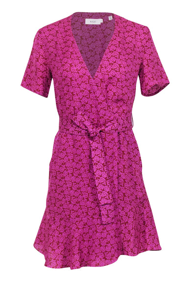 A.L.C. - Pink & Rust Red Paisley Printed Mini Wrap Dress Sz 4