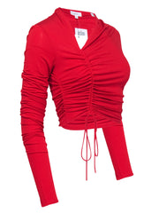 Current Boutique-A.L.C. - Red Ruched Long Sleeve Crop Top Sz M