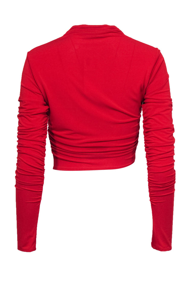 Current Boutique-A.L.C. - Red Ruched Long Sleeve Crop Top Sz M