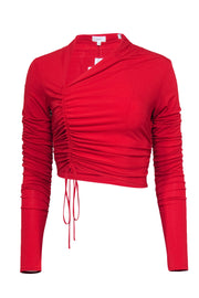 Current Boutique-A.L.C. - Red Ruched Long Sleeve Crop Top Sz M