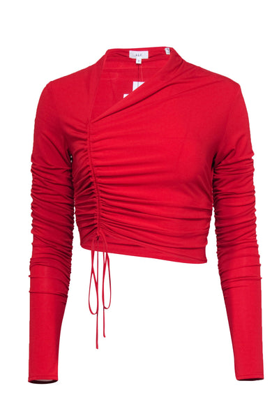 Current Boutique-A.L.C. - Red Ruched Long Sleeve Crop Top Sz M