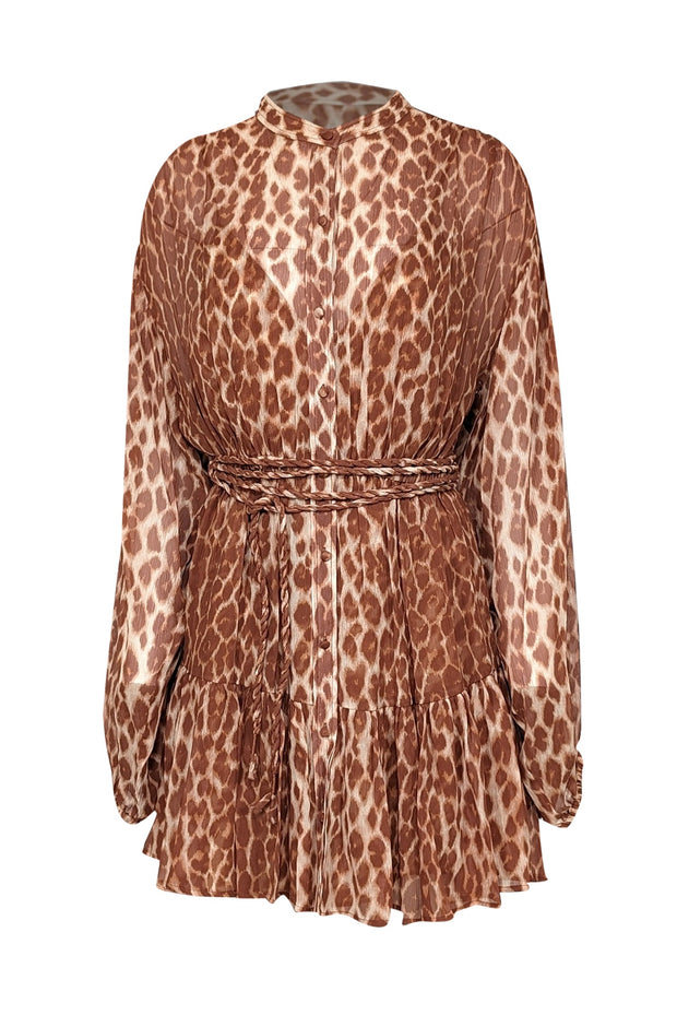 Current Boutique-A.L.C. - Tan & Brown Leopard Print Silk Dress Sz 8