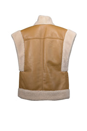 Current Boutique-A.L.C. - Tan Faux Leather Vest w/ Wool Blend Trim Sz XS