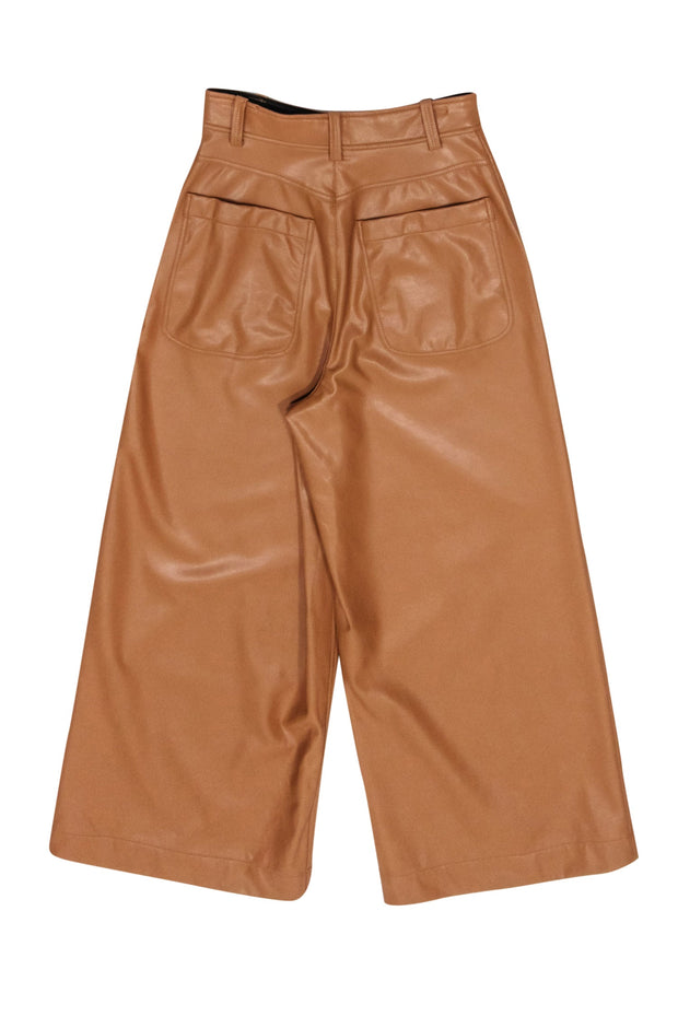 Current Boutique-A.L.C. - Tan Faux Leather Wide Leg Pants Sz 2