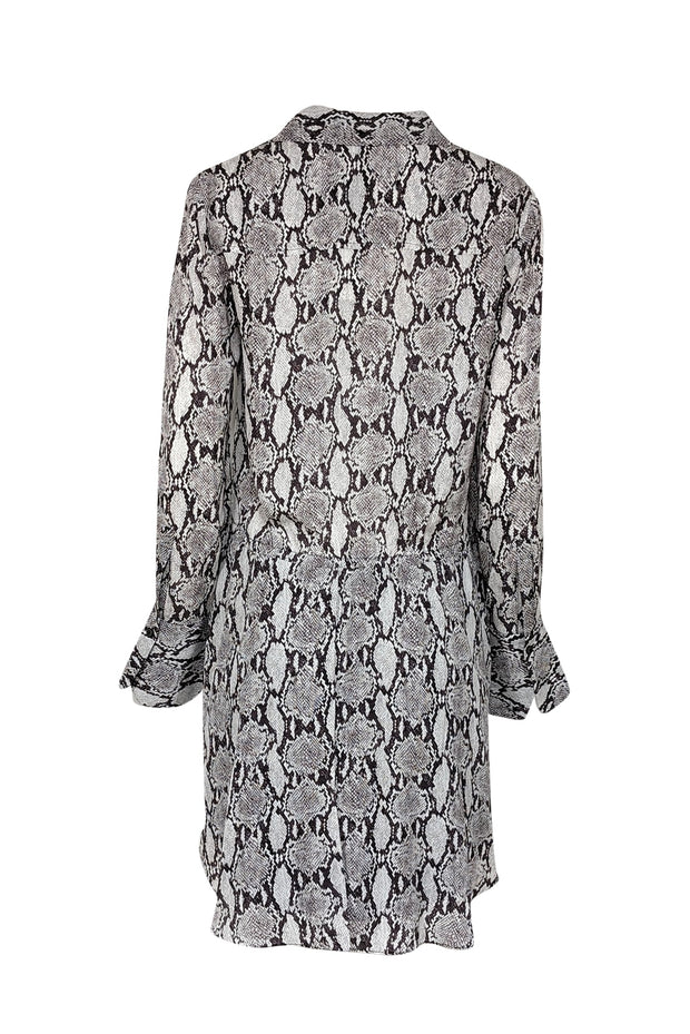 Current Boutique-A.L.C. - White & Grey Snakeskin Print Silk Dress Sz 8